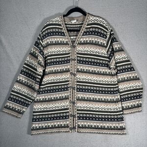 Carolina Colours Plus Cardigan Women’s Size 18/20 Fair Isle Acrylic Wool Blend